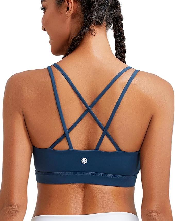 RUNNING GIRL High Impact Sports Bras for Women - Scoop Neck Strappy Sports Bra High Support Moulded Cup Workout Bra