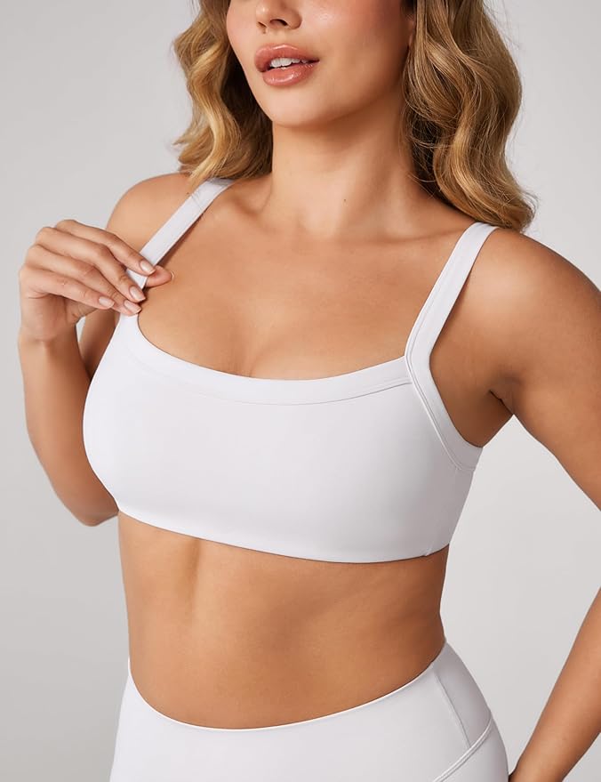 UNISSU Hugcurve Adjustable Sports Bra Square Neck Wireless Padded Yoga Workout Tops