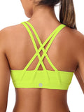 Women's Strappy Sports Bras Light Compression Crop Criss Cross Back Padded Workout Yoga Bra Supportive U Neckline