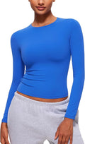 CRZ YOGA Softembrace Crewneck Long Sleeve Shirts for Women - Casual Going Out Tops Soft Basic Fitted Tight Fall T-Shirts