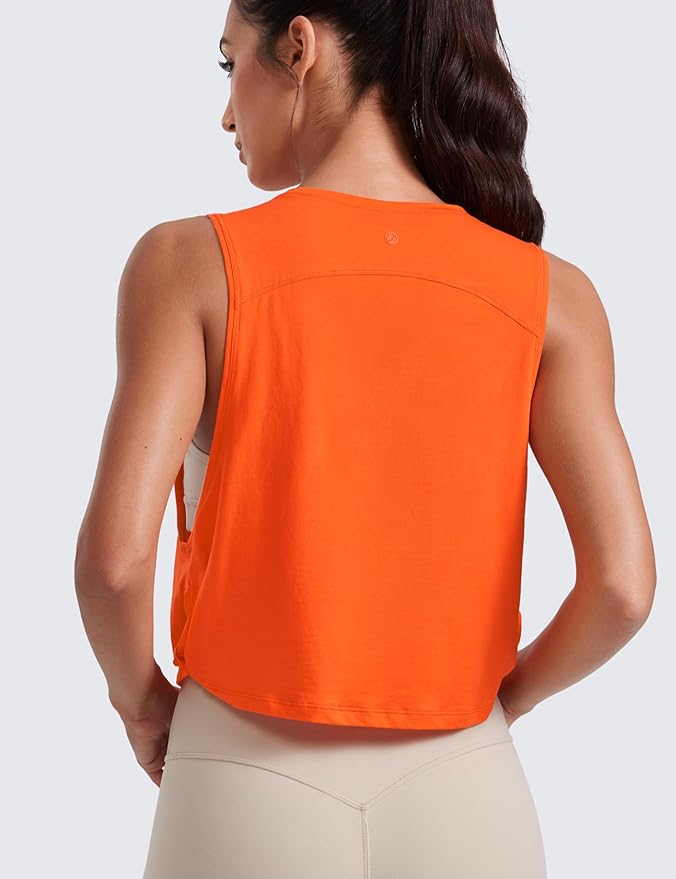 CRZ YOGA Pima Cotton Large Armhole Tank Tops for Women - Workout Sport Athletic Yoga Running Gym Loose Crop Sleeveless Shirts