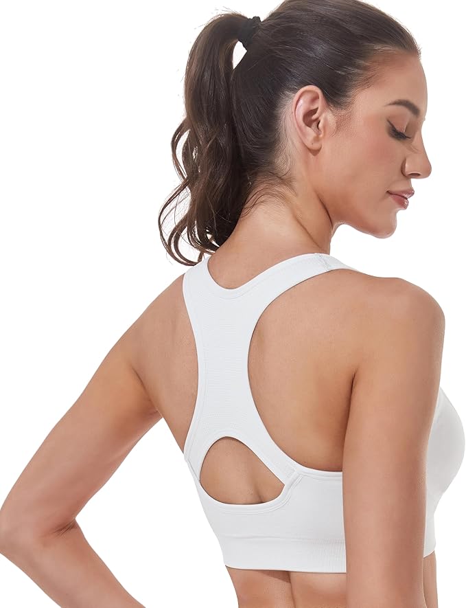 Women's Seamless Racerback Sports Bra High Impact Support Yoga Gym Workout Fitness