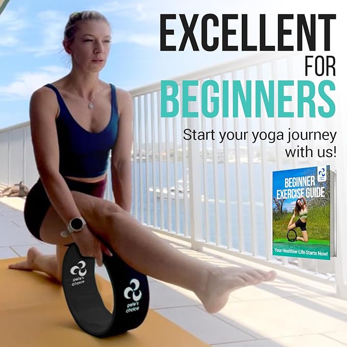 Extra Wide Yoga Wheel, Mini Yoga Wheel - Beginner Friendly Yoga Kit. More Comfortable, Stable and Safer Back Roller. Improve posture, better mobility. Ideal Home Exercise. Relieve Back Pain.