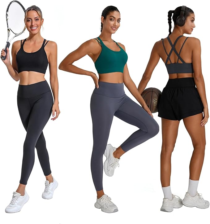 Sports Bras for Women HIigh Support, Criss-Cross Back Padded Strappy High Impact Sports Bras for Women Large Bust