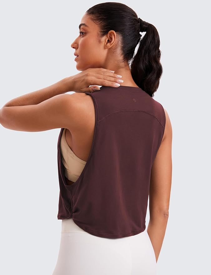 CRZ YOGA Pima Cotton Large Armhole Tank Tops for Women - Workout Sport Athletic Yoga Running Gym Loose Crop Sleeveless Shirts