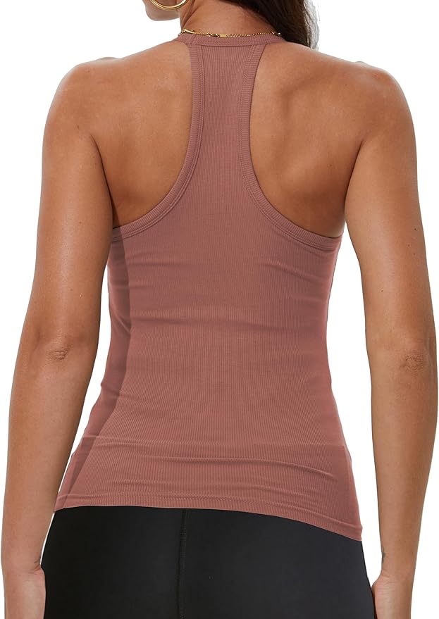 iGENJUN Workout Tops for Women Racerback Basic Tank Summer 2026 Camisole V Neck Slim Fit Ribbed Sleeveless