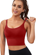 Everrysea Sports Bras for Women High Support Longline Workout Tank Tops Built in Bra Strappy Yoga Padded Crop Top