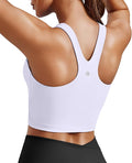 PINSPARK Women Sports Bra High Neck Racerback Workout Crop Tank Top Longline Padded Yoga Tops with Built in Pads