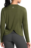 SANTINY Women's Lightweight Long Sleeve Workout Tops Split Back Gym Running Hiking Athletic Shirt Quick Dry UPF 50+ Sun Shirt