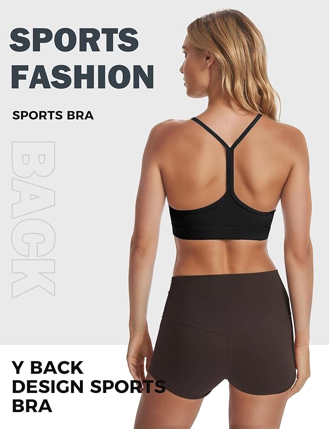 Buauty Sports Bra for Women, Y Back Light Support Workout Bra with Removable Pads for Yoga Pilates Gym
