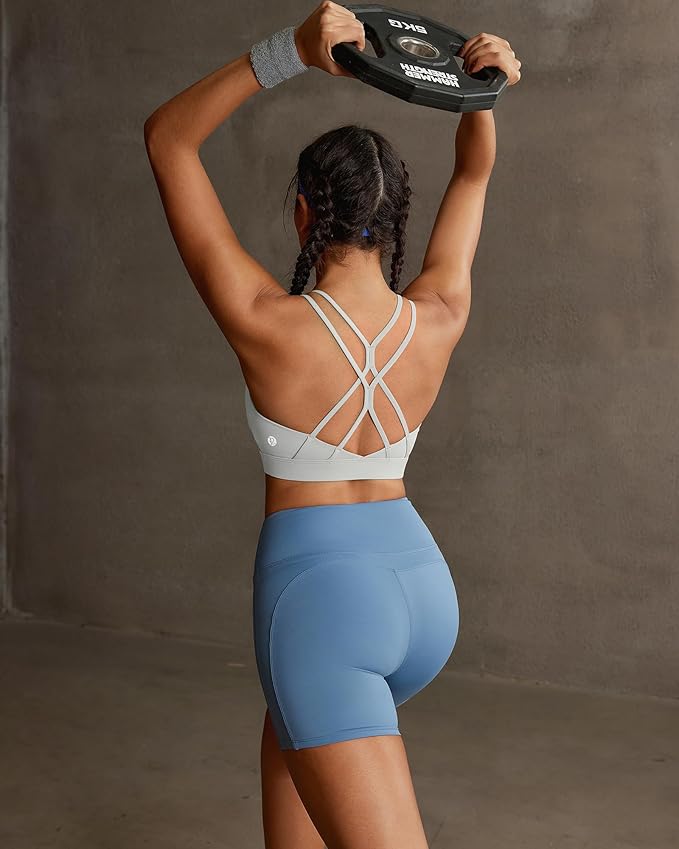 RUNNING GIRL Sports Bras for Women,Strappy Crisscross Back Padded Low Impact Running Sports Bra with Removable Cups