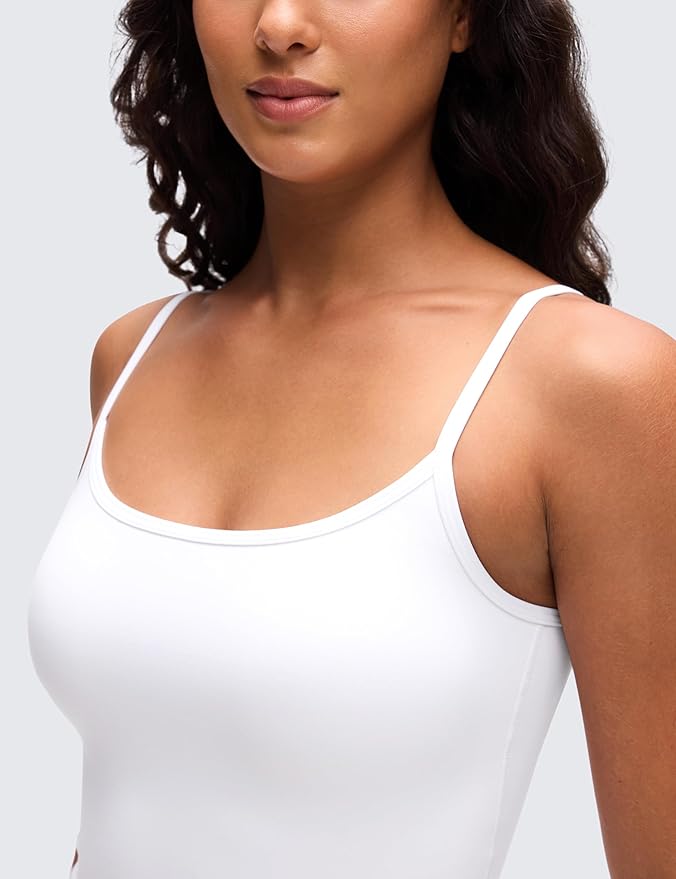 CRZ YOGA Butterluxe Double Lined Cami Tank Tops for Women - Yoga Casual Going Out Soft Scoop Neck Summer Sleeveless Shirt
