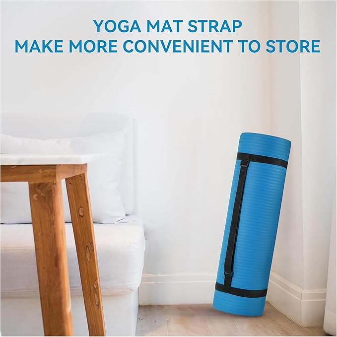 Fitvids Yoga Mat, 1/2-Inch Extra Thick High Density Exercise Mat, Anti-Tear Exercise Yoga Mat with Carrying Strap, Suitable for Various Yoga Exercises
