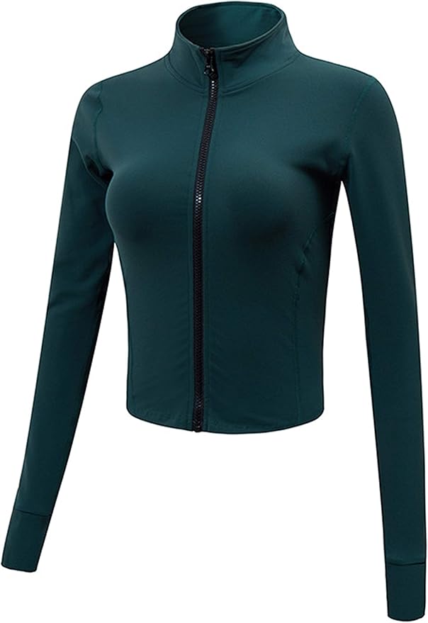 Gihuo Women's Workout Jacket Lightweight Zip Up Athletic Cropped Running Jacket