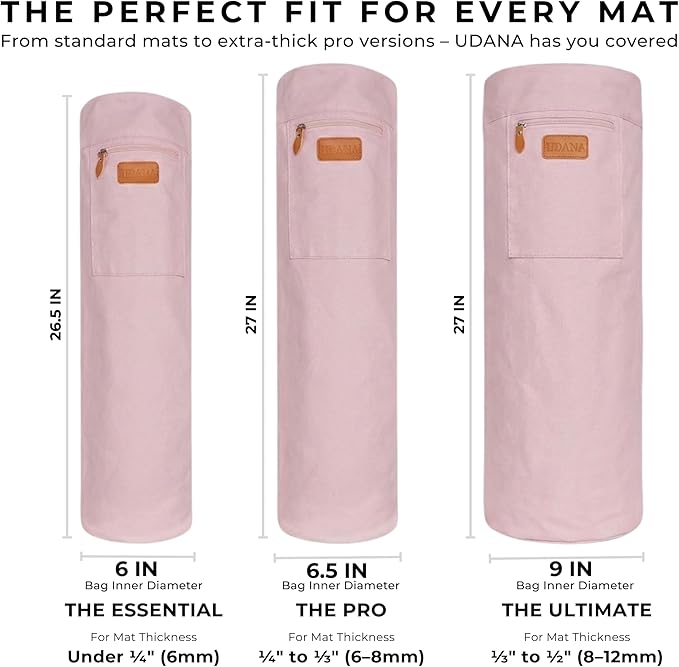 UDANA Yoga Mat Bag – Heavy Duty Canvas Carrier with 3 Pockets & Full Zip – Available in 3 Sizes (16L, 18L, 34L) - Multiple Colors