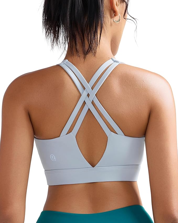 RUNNING GIRL Sports Bra for Women High Support, Molded Cup High Impact Sports Bras with Sewn in Pads Strappy Running Bra
