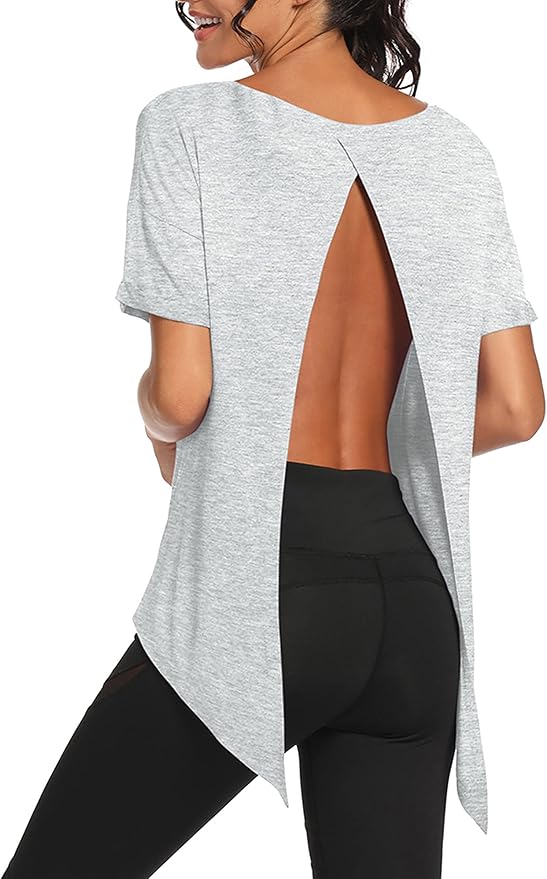 Bestisun Workout Tank Tops Open Back Yoga Exercise Shirts Tie Back Athletic Clothes for Women