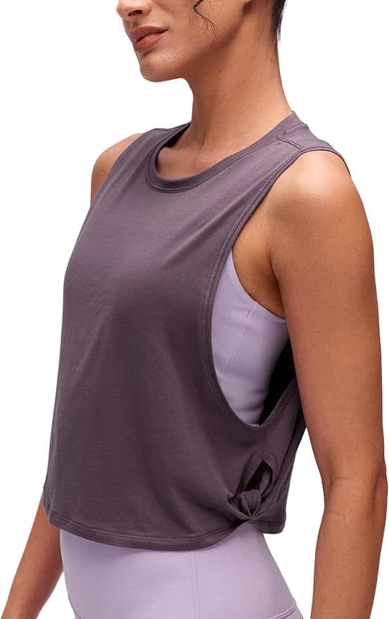 CRZ YOGA Pima Cotton Large Armhole Tank Tops for Women - Workout Sport Athletic Yoga Running Gym Loose Crop Sleeveless Shirts