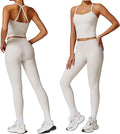Women 2 Piece Workout Sets (NEW) Yoga Outfit Open Back Tank Top High Waisted Leggings Gym Sets Tracksuits