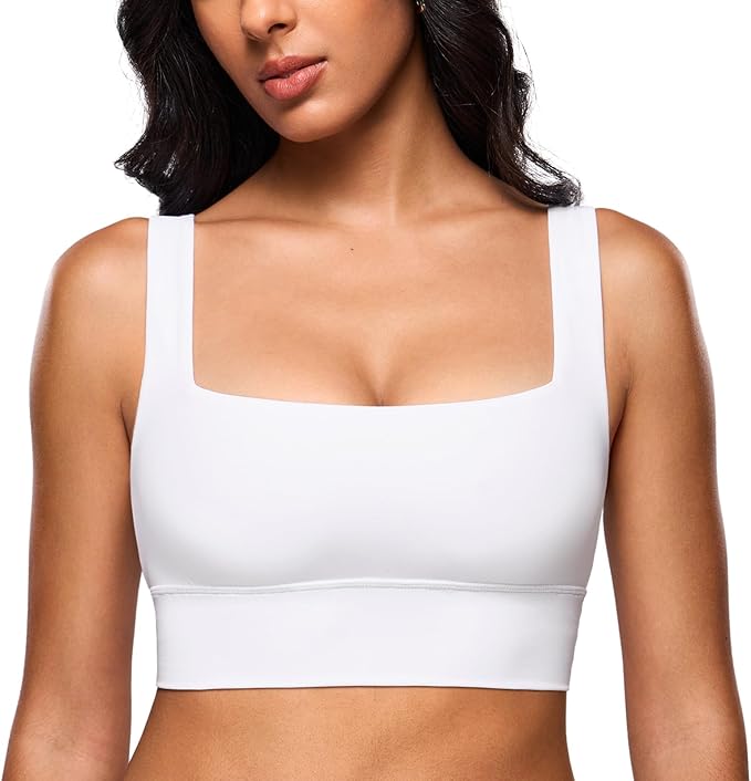 INLYRIC Women's Inbarely Outwear Longline Square Neck Bralette Supportive Unlined No Underwire Yoga Sports Bra