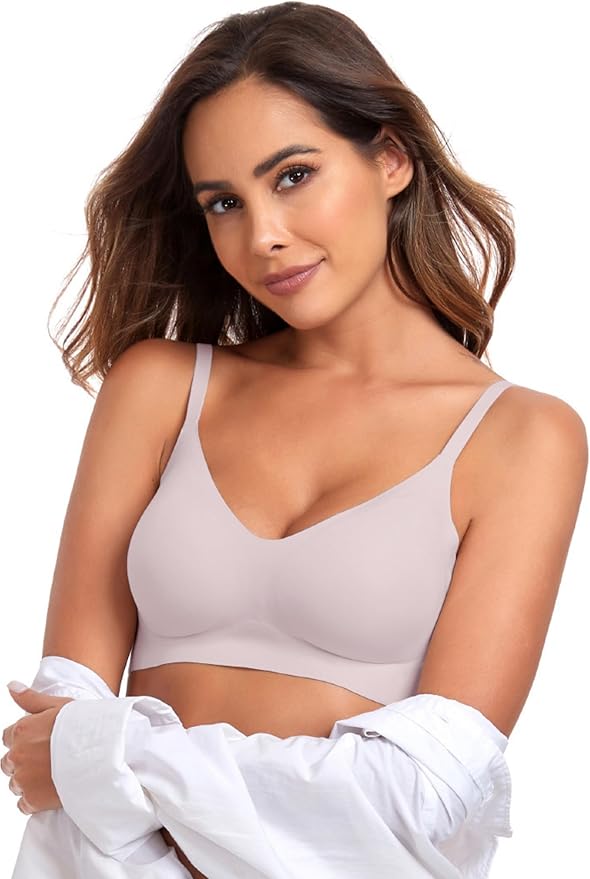 OEAK Womens Wireless Jelly Bras Comfortable Push Up Bra No Underwire Gel Bra Full Support Lift Everyday Seamless Tshirt Bras