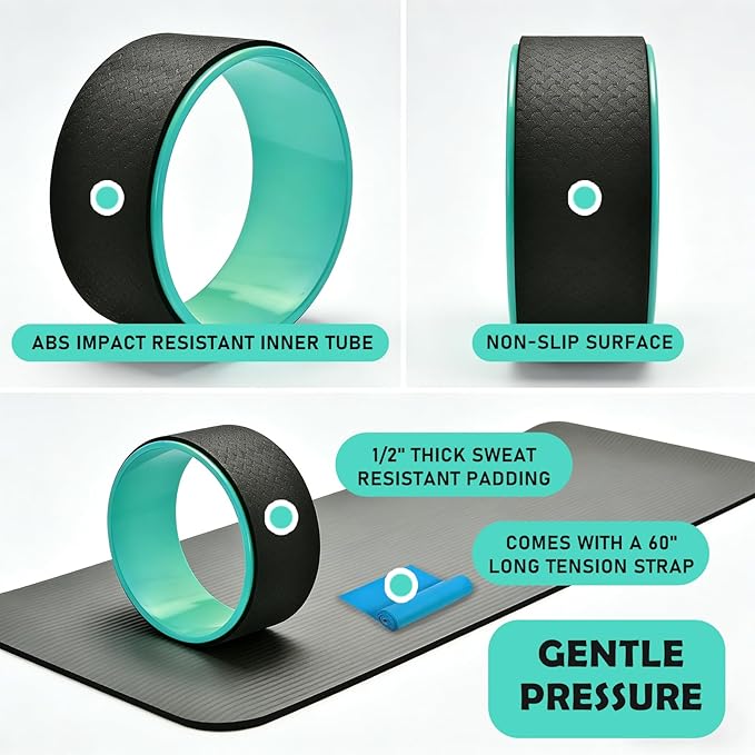 NGT Yoga Wheel 13 inch Yoga Wheel for Back Pain Strongest and Most Comfortable Dharma Yoga Prop Wheel with Free Yoga Bands