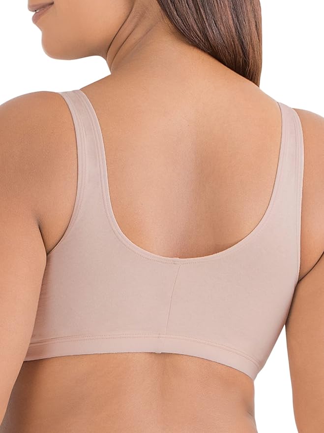 Fruit of the Loom Women's 96014PK Comfort Cotton Blend Front Close Sports Bra 2 Pack