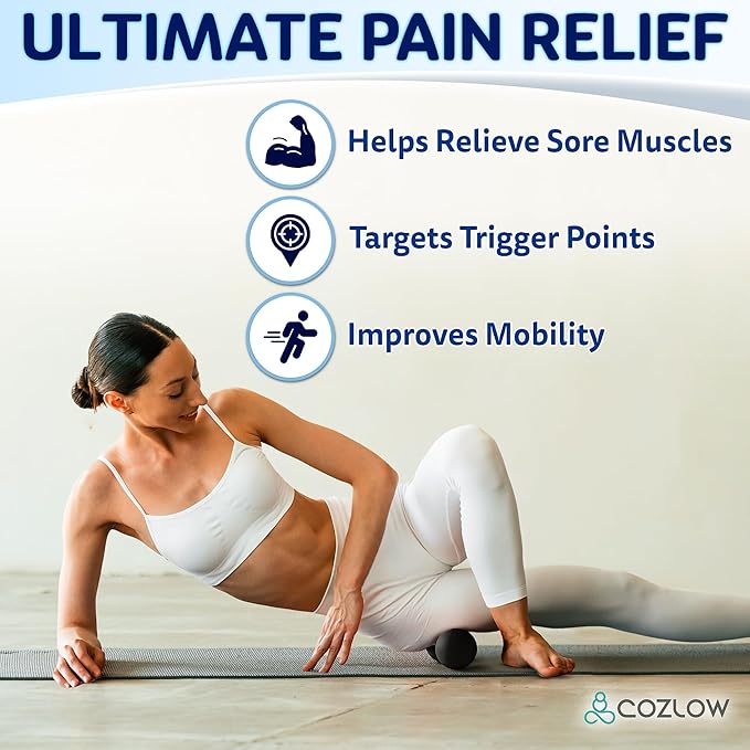 COZLOW Double Lacrosse Silicone Massage Ball - Black - Peanut Trigger Point Roller for Mobility, Deep Tissue Therapy, Myofascial Release - Acupressure Tool for Muscle Pain Relief