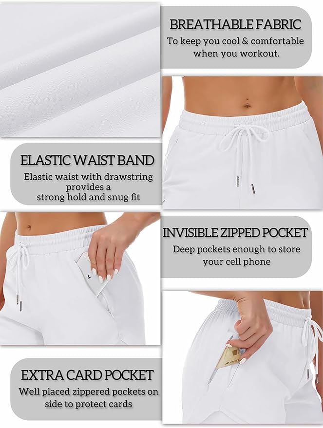 Mancreda Women's Running Shorts with Liner 3 Zipper Pockets Elastic Workout Athletic Gym Yoga Shorts