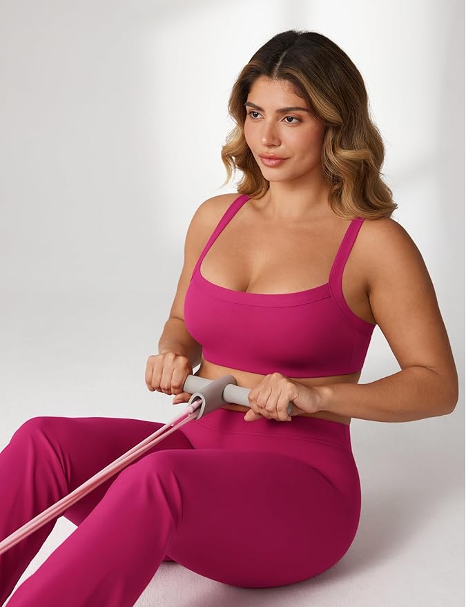 UNISSU Hugcurve Adjustable Sports Bra Square Neck Wireless Padded Yoga Workout Tops