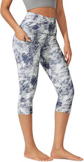 ODODOS Women's High Waisted Yoga Capris with Pockets, Tummy Control Non See Through Workout Athletic Running Capri Leggings