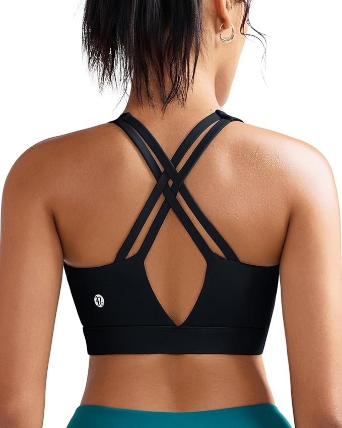 RUNNING GIRL Sports Bra for Women High Support, Molded Cup High Impact Sports Bras with Sewn in Pads Strappy Running Bra