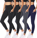 NexiEpoch 4 Pack Leggings for Women - High Waisted Tummy Control Soft Black Capri Yoga Pants with Pockets for Workout