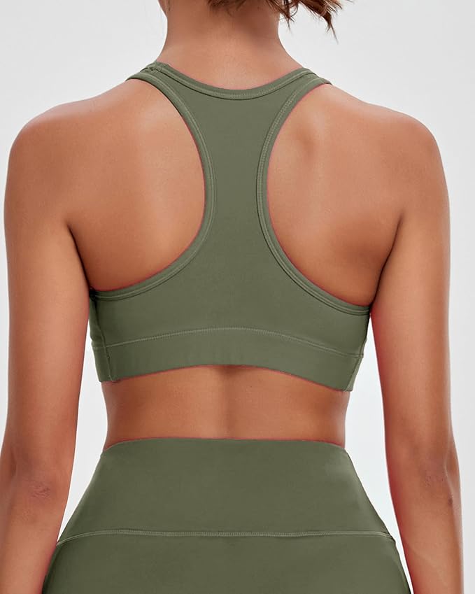 Oalka Women's Racerback Sports Fitness Support Workout Running Bras
