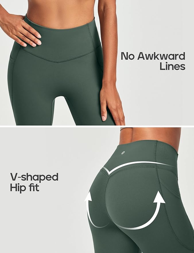 Heathyoga Compression Leggings for Women Tummy Control No Front Seam Leggings with Pockets for Women Workout Yoga Pants