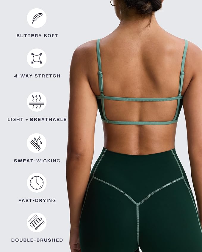 Aoxjox Women's Color Block Workout Sports Bras Fitness Lexi Lined Strappy Bra Athletic Yoga Crop Tank