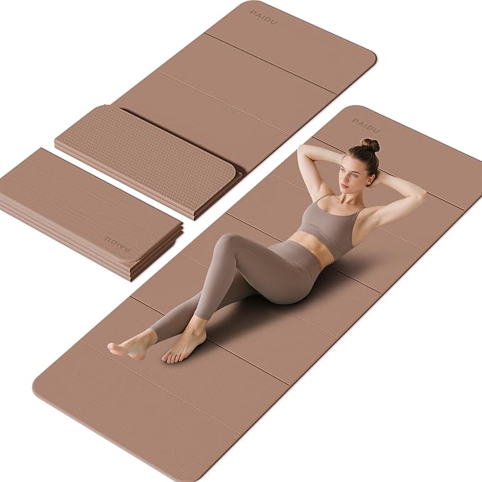 Foldable Yoga Mat - 10mm Extra Thick, 75"26" Non-Slip Exercise Fitness Mat | SGS Eco-Certified, Portable for Yoga/Pilates/Studio/Home Workout