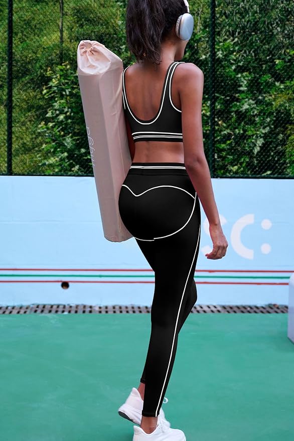 Nirovien Womens 2 Piece Workout Sets Athletic Yoga Sets Pilates Gym Outfits Butt Lifting Leggings and Sports Bra
