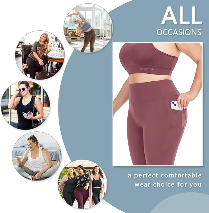Plus Size Leggings for Women with Pockets-Stretchy XL-5XL Yoga Pants Tummy Control High Waist Workout Leggings