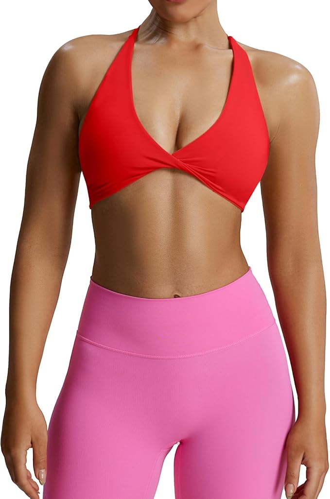 Aoxjox Women's Workout Sports Bras Fitness Metamorph Sienna Twist Bra Yoga Crop Tank