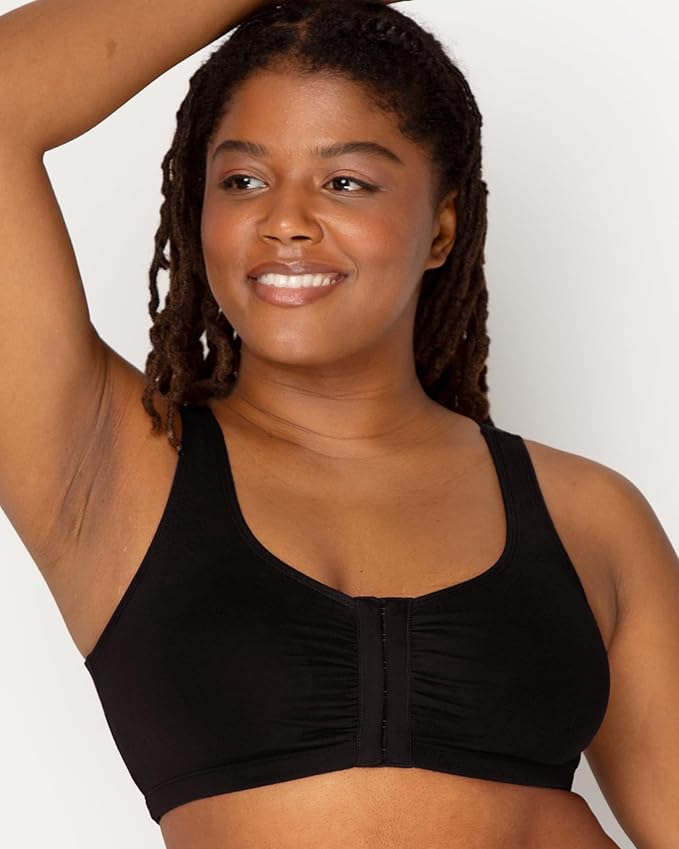 Fruit of the Loom Women's 96014PK Comfort Cotton Blend Front Close Sports Bra 2 Pack
