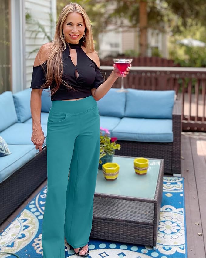 Promover Wide Leg Pants Woman Yoga Pants with Pockets Stretch Loose Casual Lounge Sweatpants Petite/Regular/Tall