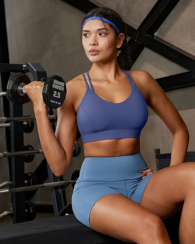 RUNNING GIRL Sports Bras for Women,Strappy Crisscross Back Padded Low Impact Running Sports Bra with Removable Cups