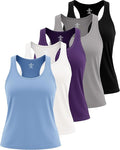 Real Essentials 5 Pack: Women's Racerback Tank Top Dry-Fit Athletic Performance Yoga Activewear (Available in Plus Size)