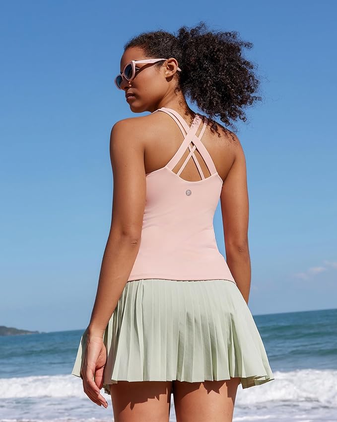 RUNNING GIRL Tank top with Built in Bra for Women,Compression Shirts Crisscross Back Workout Yoga Tops