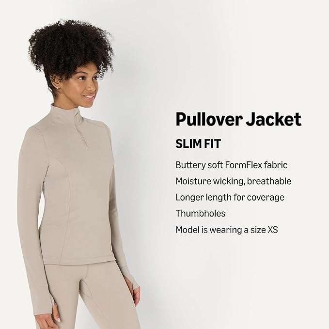 Amazon Essentials Women's Active FormFlex Buttery Soft Slim Fit Quarter Zip Long Sleeve Pullover Jacket