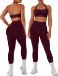 TDIFFUN Women Workout Sets 2 Piece Seamless Scrunch Butt Leggings Padded Halter Sports Bra Matching Set Gym Yoga Outfits