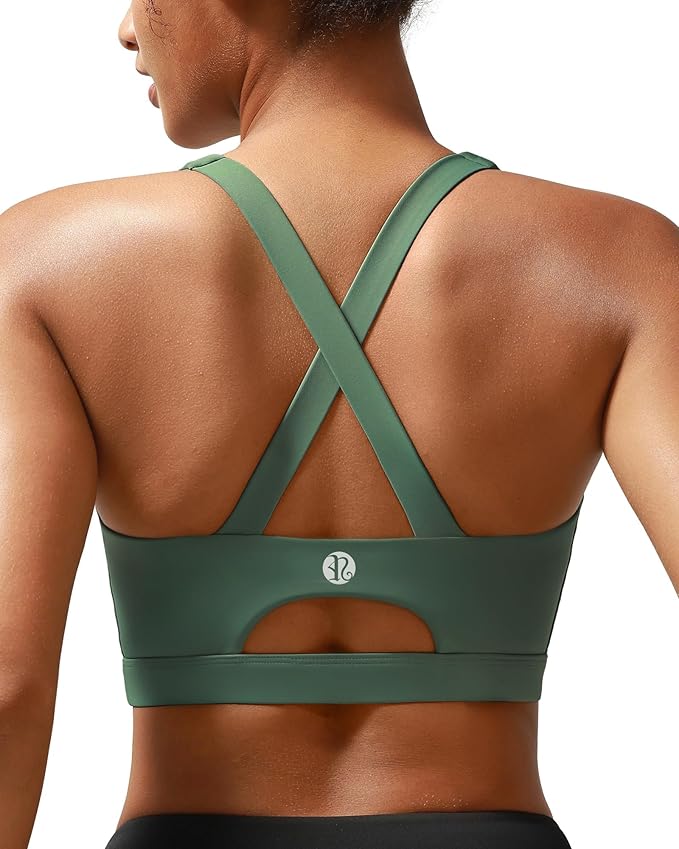 RUNNING GIRL Sports Bra for Women High Support,Molded Cup Strappy Running Sports Bras with Sewn in Pads