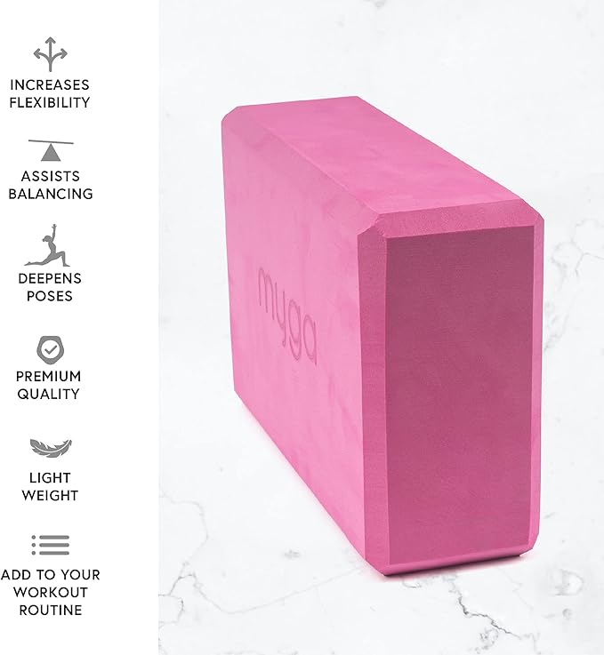 MYGA Yoga Block,Lightweight EVA Foam Yoga Brick,High Density Non-Slip Block for Yoga Poses, Pilates, Balance and Flexibility