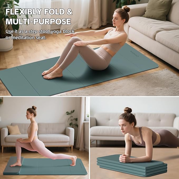 7-Fold Yoga Mat 70"x24" - 1/2 Inch Thick Folding Exercise Mat, Compact Non-Slip TPE Mat for Travel, Storage, Yoga & Home Gym, Lightweight & Portable